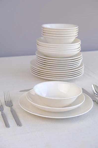 TABAK EVİ Chic Beyaz Porselen Yemek Takımı 24 Parça 6 Kişilik