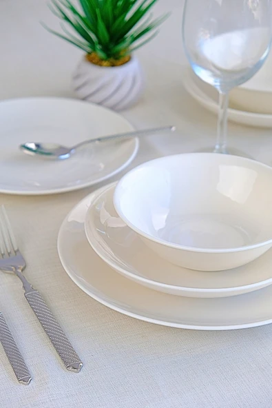 TABAK EVİ Chic Beyaz Porselen Yemek Takımı 24 Parça 6 Kişilik - 3