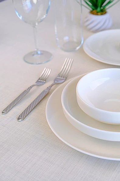 TABAK EVİ Sofia Beyaz Porselen Yemek Takımı 24 Parça 6 Kişilik - 6