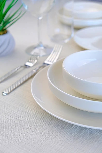 TABAK EVİ Sofia Beyaz Porselen Yemek Takımı 24 Parça 6 Kişilik - 3