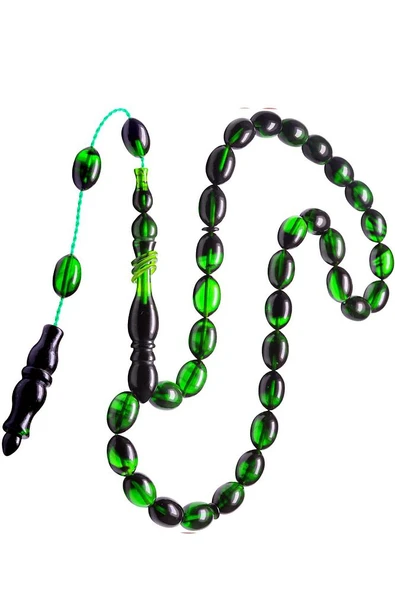 Sertifikalı Sistemli Halkalı Yeşil Siyah Renkli Hareli Ateş Kehribar Tesbih - Resim 5