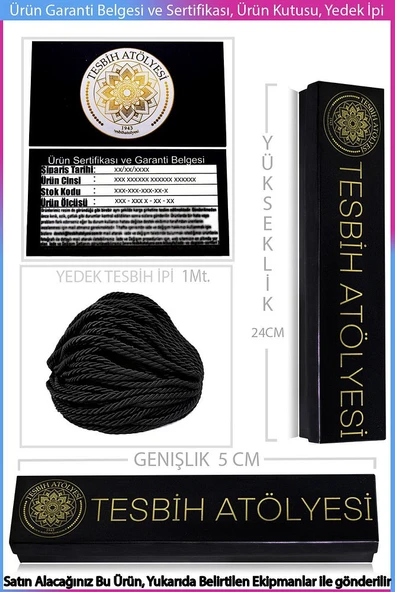 Sertifikalı Sarı Renkli Sıkma Kehribar Tesbih - Resim 2