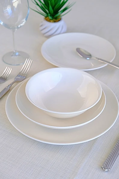 TABAK EVİ Chic Beyaz Porselen Yemek Takımı 24 Parça 6 Kişilik - 7