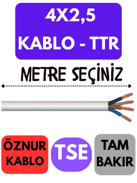Öznur 4X2,5 TTR Kablo Metre Seçenekli (Beyaz)