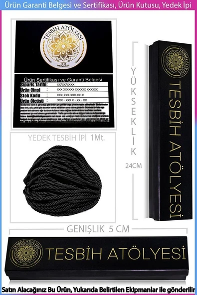 Sertifikalı Telkari Püsküllü Turuncu Doğal Akik Taşı Tesbih - Resim 2