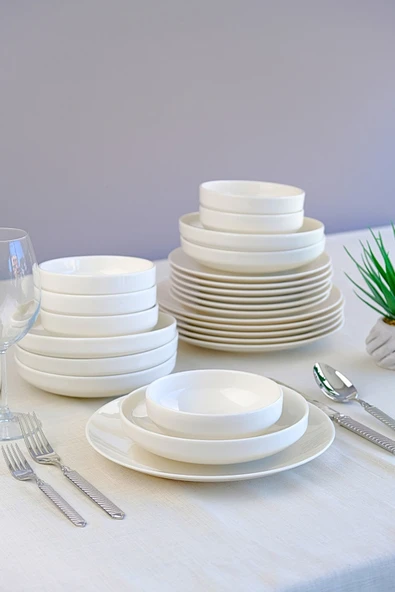 TABAK EVİ Sofia Beyaz Porselen Yemek Takımı 24 Parça 6 Kişilik - 8