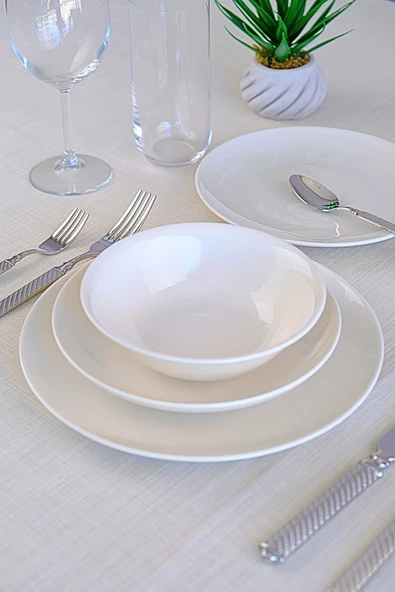 TABAK EVİ Chic Beyaz Porselen Yemek Takımı 24 Parça 6 Kişilik - 5