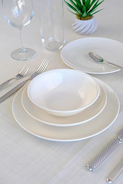 TABAK EVİ Chic Beyaz Porselen Yemek Takımı 24 Parça 6 Kişilik - 2