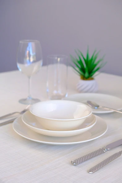 TABAK EVİ Chic Beyaz Porselen Yemek Takımı 24 Parça 6 Kişilik - 6