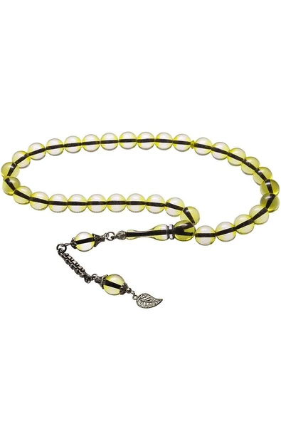 Sertifikalı Şeffaf Delim Usta Işcilikli Toz Kehribar Tesbih - Resim 6