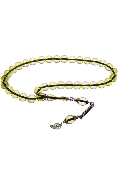 Sertifikalı Şeffaf Delim Usta Işcilikli Toz Kehribar Tesbih - Resim 5