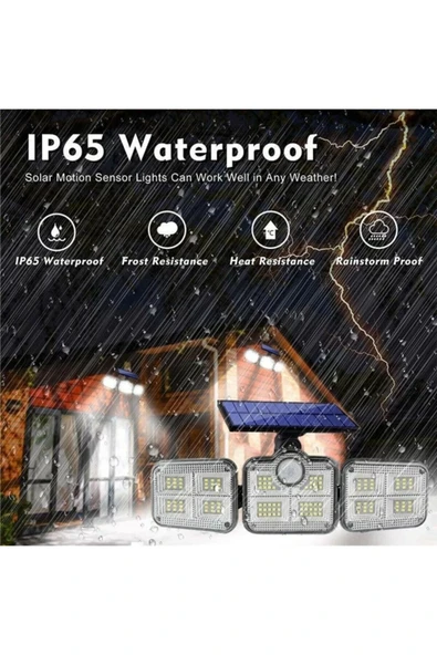 Kumandalı Solar Güneş Enerjili 122 Ledli Hareket Sensörlü Bahçe Aydınlatma Sokak Lambası - Resim 5