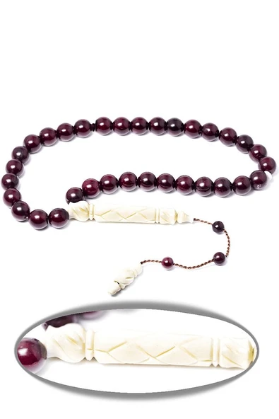 Sistemli Deve Kemiği Geçişli Kınalı Kuka Tesbih - Resim 3