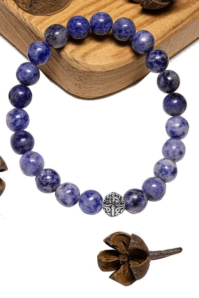 Sertifikalı Aaa+ Kalite Sodalit Taşı Bileklik - Gümüş Aparatlı ürün görseli