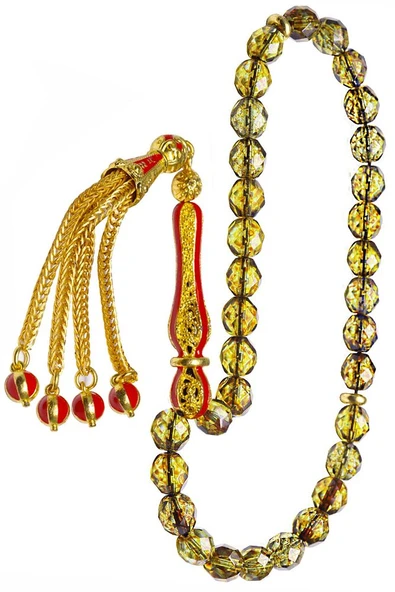 Sertifikalı Ktelkari Püskül Yeşil Doğal Kuvars Taşı Tesbih - Resim 6