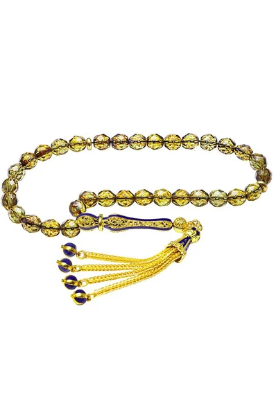 Sertifikalı Mavi Mineli Telkari Püskül Yeşil Doğal Kuvars Taşı Tesbih - Resim 3