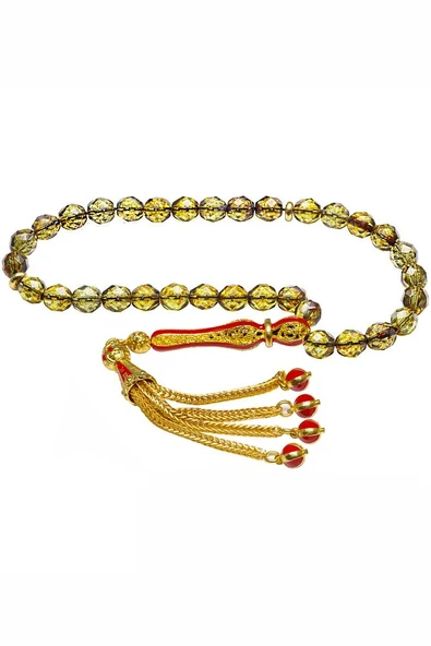 Sertifikalı Ktelkari Püskül Yeşil Doğal Kuvars Taşı Tesbih - Resim 5