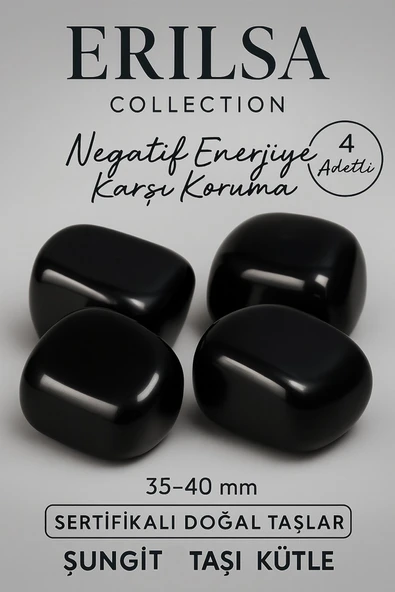 Sertifikalı Gerçek Şungit Taşı Kütle (4 Adet – 35-40 mm) | Negatif Enerjiye Karşı Güçlü Koruma ürün görseli