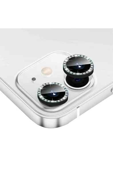 KVK PRİVACY Iphone 11 / Iphone 12 /iphone 12 Mini Uyumlu Siyah Taşlı Kamera Lensi Koruyucu