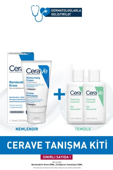 CeraVe Nemlendirici Krem 50 ml + Köpüren Temizleyici Tanışma Kiti