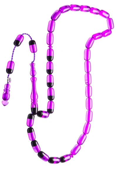 Sertifikalı Imzalı Açık Mor Siyah Ateş Kehribar Tesbih - Resim 2