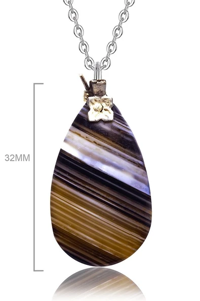 Sertifikalı Damla Kesim Doğal Desenli Akik Taşı Kolye ürün görseli