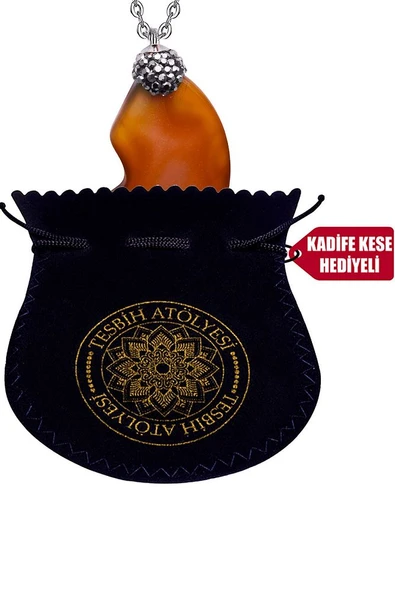 Sertifikalı Zirkon Işlemeli Doğal Yemen Akik Taşı Kolye - Resim 2