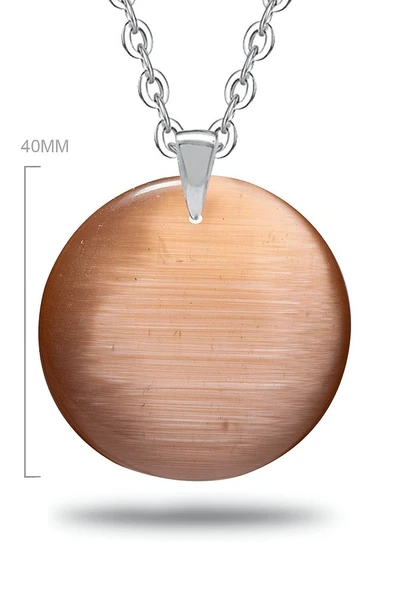 Sertifikalı Yuvarlak Doğal Turuncu Akik Taşı Kolye - Resim 2