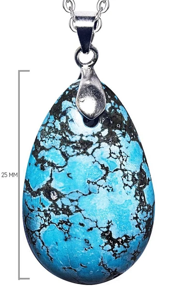 Sertifikalı Oval Kesim Doğal Turkuaz Firuze Taşı Kolye ürün görseli