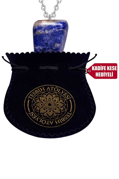 Sertifikalı Ham Doğal Işlenmemiş Lapis Lazuli Taşı Kolye - Resim 2
