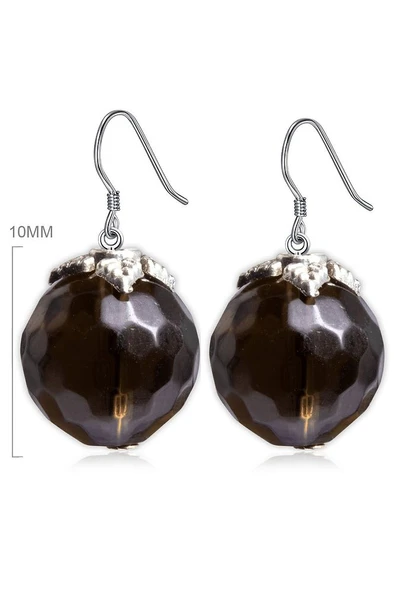 Sertifikalı Doğal Dumanlı Kuvars Taşı Doğal Taş Kolye Küpe Seti - 2