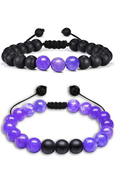 Sertifikalı Doğal Mavi Kuvars Oniks Taşı Doğal Taş Bileklik Seti ürün görseli