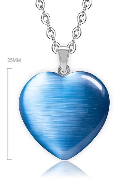 Sertifikalı Kalp Model Gerçek Doğal Mavi Akik Taşı Kolye - Resim 2