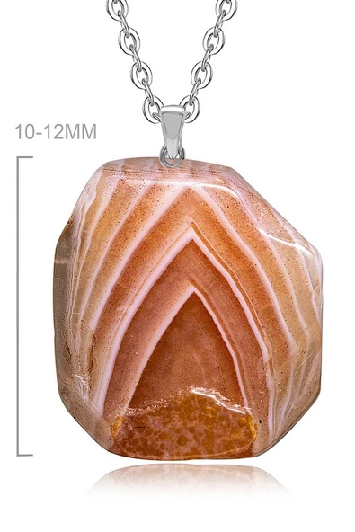Sertifikalı Damarlı Doğal Akik Taşı Kolye - Resim 2