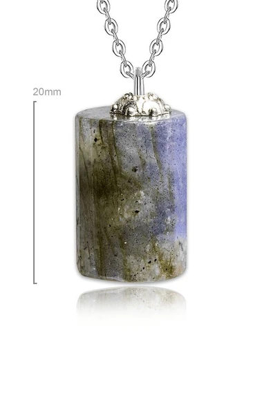 Sertifikalı Doğal Labradorit Taşı Doğal Taş Kolye Küpe Seti - 2