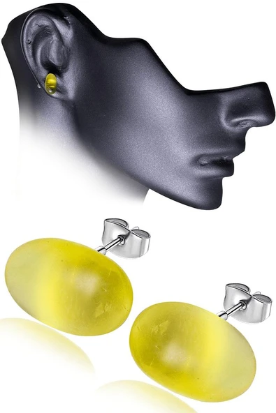 Sertifikalı Kadın Doğal Damla Kehribar Küpe - Resim 2