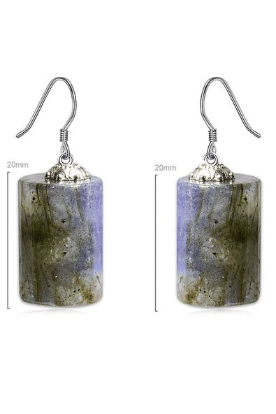 Sertifikalı Doğal Labradorit Taşı Doğal Taş Kolye Küpe Seti - 3