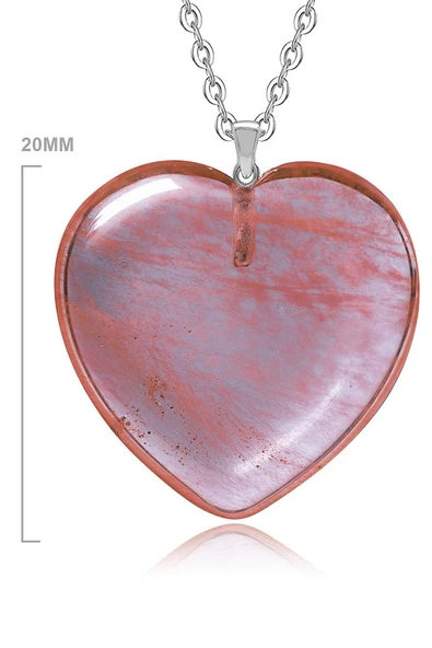 Sertifikalı Kalp Model Pembe Gül Kuvars Taşı Kolye - 2