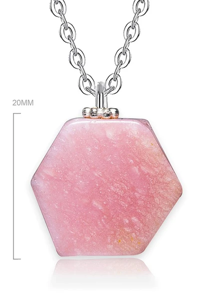 Sertifikalı Doğal Pembe Opal Taşı Kolye - Resim 2