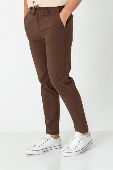 Erkek Beli Lastikli Likralı Bağcıklı Rahat Kumas Pantolon - 10