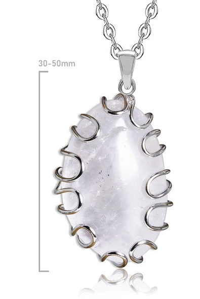 Sertifikalı Yüksek Kalite El Örmesi Kristal Kuvars Taşı Doğal Taş Kolye - Resim 2