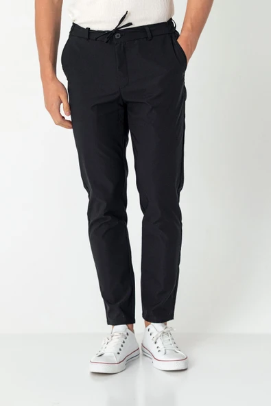 Erkek Beli Lastikli Likralı Bağcıklı Rahat Kumas Pantolon