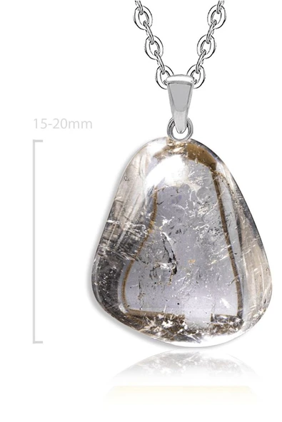 Sertifikalı Ham Şekilsiz Doğal Şeffaf Kristal Kuvars Taşı Kolye - Resim 2