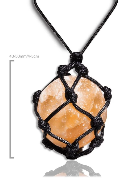 Sertifikalı Ham Işlenmemiş Ayarlanabilir Doğal Turuncu Selenit Taşı Kolye - Resim 2