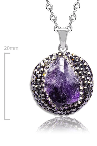 Sertifikalı Yüksek Kalite Zirkonlu Doğal Ametist Taşı Kolye - Resim 2