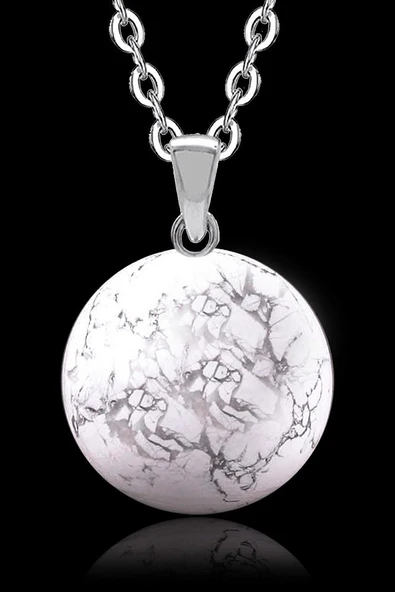 Yuvarlak Doğal Havlit Taşı Kolye ürün görseli