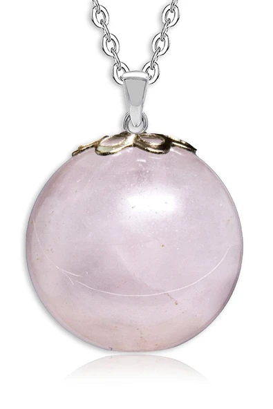 Sertifikalı Yuvarlak Doğal Pembe Kuvars Taşı Kolye ürün görseli