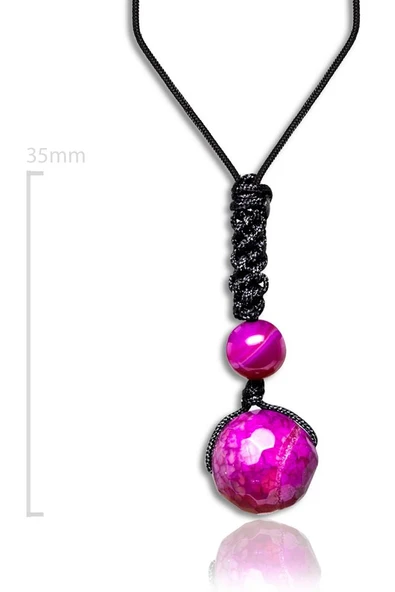 Sertifikalı Ayarlanabilir Doğal Mor Akik Taşı Kolye - Resim 2