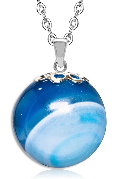 Sertifikalı Doğal Mavi Akik Taşı Kolye ürün görseli