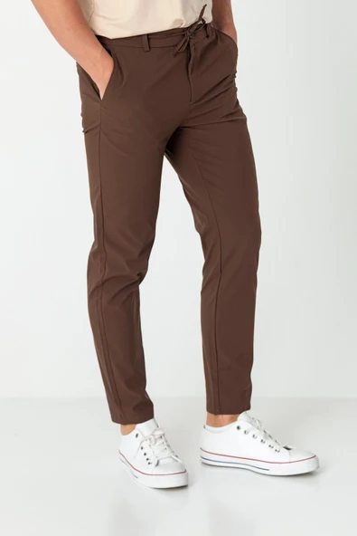 Erkek Beli Lastikli Likralı Bağcıklı Rahat Kumas Pantolon - 9